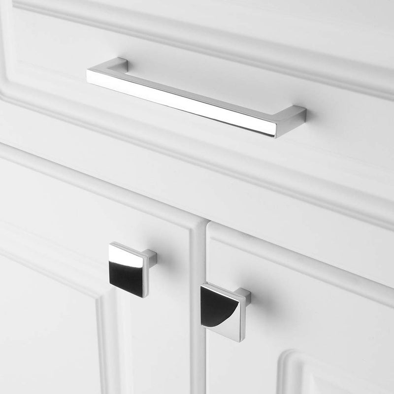 KOOFIZO 10 Pack Polished Chrome Cabinet Knobs Chrome Drawer Knobs K03 Square Single Hole Cabinet Pulls for Cabinets Drawer Dresser Cupboard Bedroom Closet Bathroom Vanity - Image 4